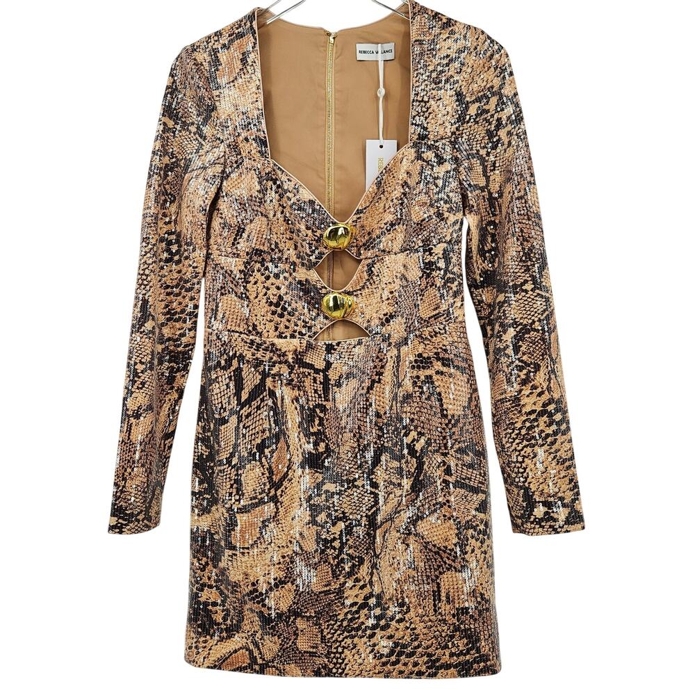 Rebecca Vallance Bellis Snakeskin-Print Mini Dress‎ US 6 NEW